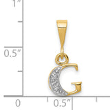Polished .01ct Diamond Initial G Charm Pendant in Real 14k Multi-Tone Gold
