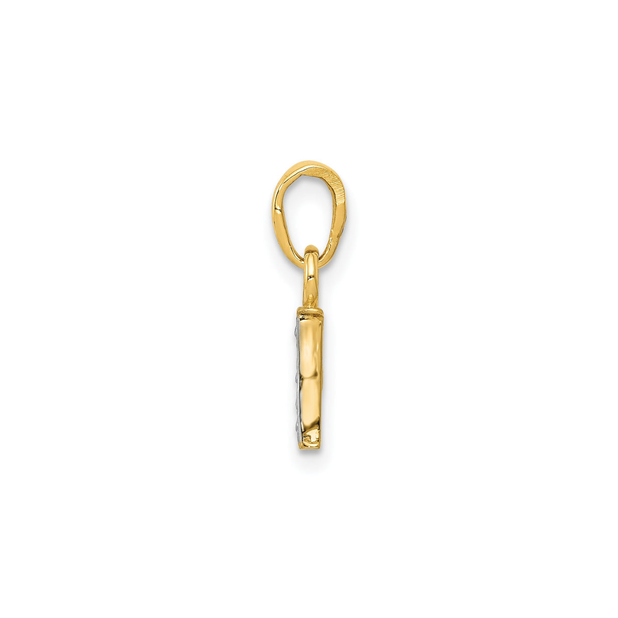 14k Multi-Tone Gold Diamond Initial I Pendant, Vertical Block Letter Charm for Women