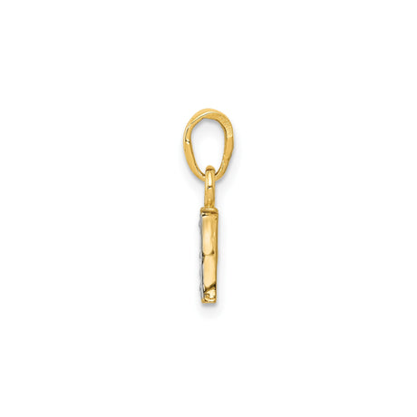 14k Multi-Tone Gold Diamond Initial I Pendant, Vertical Block Letter Charm for Women