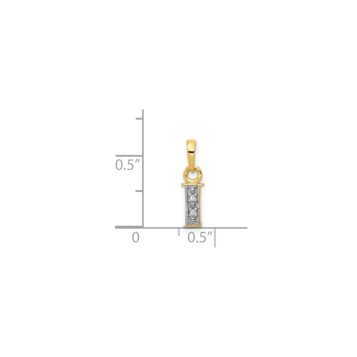 14k Multi-Tone Gold Diamond Initial I Pendant, Vertical Block Letter Charm for Women