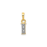 14k Multi-Tone Gold Diamond Initial I Pendant, Vertical Block Letter Charm for Women