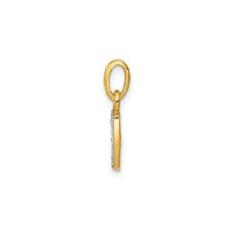 14k Two-Tone Gold Initial Pendant with Diamond Accents, Letter J Charm