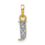 14k Two-Tone Gold Initial Pendant with Diamond Accents, Letter J Charm