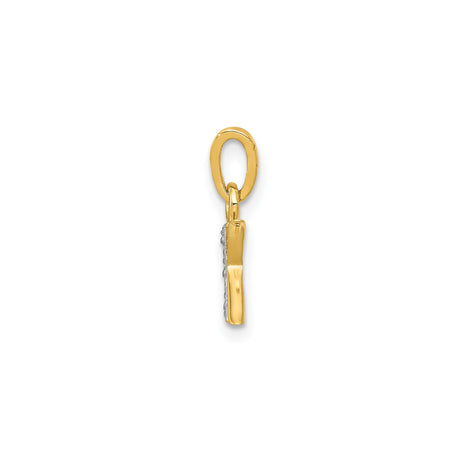 14k Multi-Tone Gold K Letter Pendant with Diamond Accent, Polished and Textured Finish