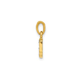 14k Yellow Gold and Rhodium Alphabet L Pendant with Textured Center and Polished Edges