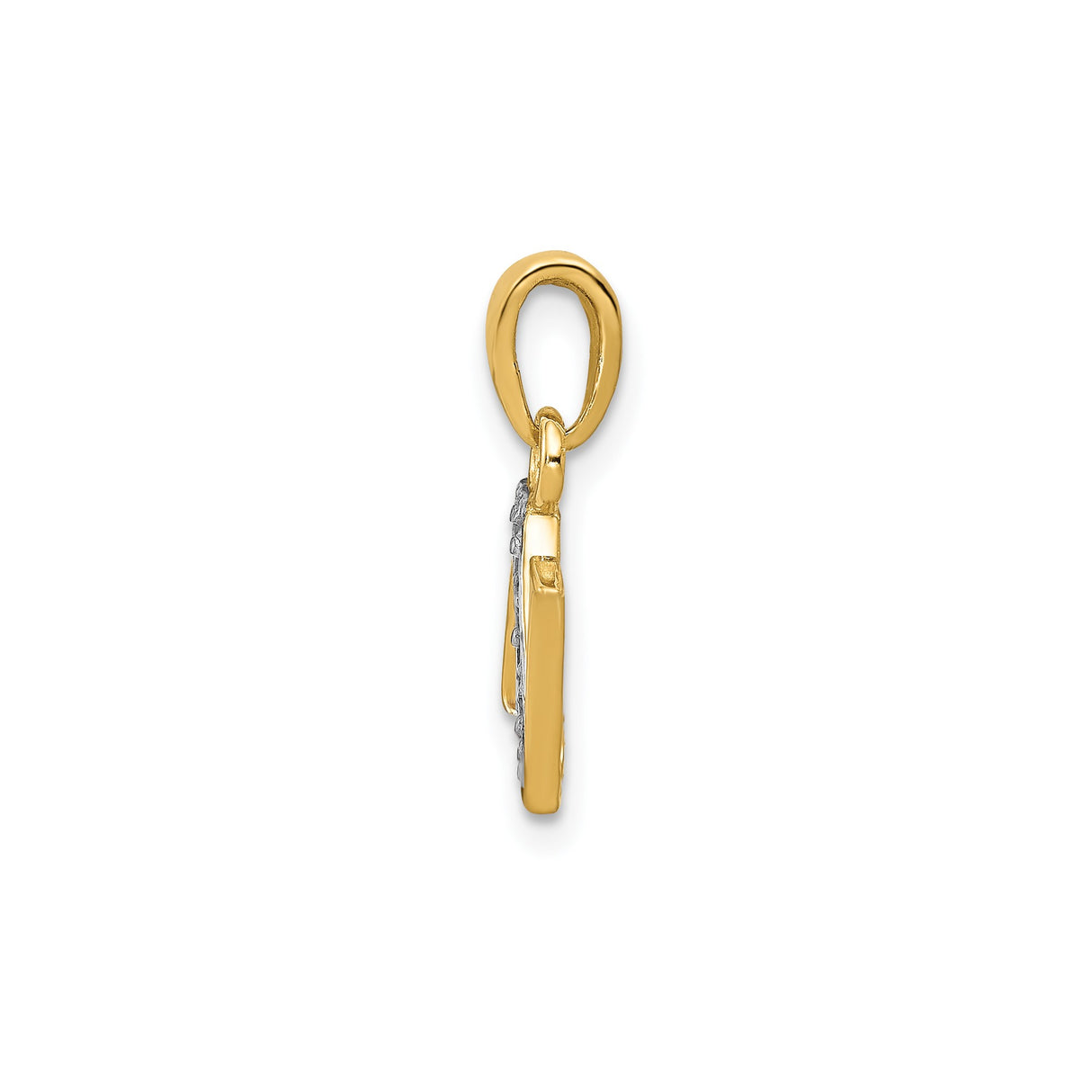 14k Multi-Tone Gold Pendant with Diamond, Letter N Charm with Rhodium Inlay