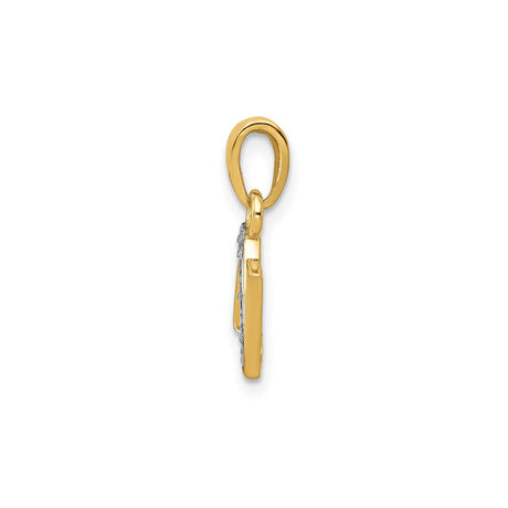 14k Multi-Tone Gold Pendant with Diamond, Letter N Charm with Rhodium Inlay