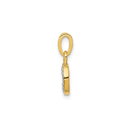 14k Multi-Tone Gold Letter O Pendant with Diamond Cut Accents and Textured Finish