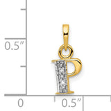 Polished .01ct Diamond Initial P Charm Pendant in Real 14k Multi-Tone Gold