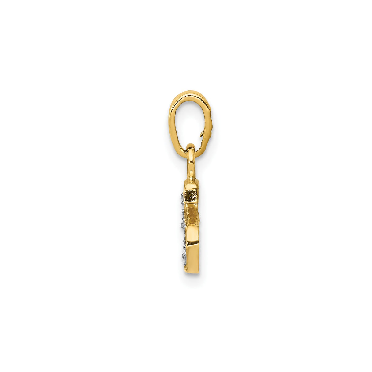 14k Multi-Tone Gold Diamond Initial S Pendant with Textured Design and White Accents