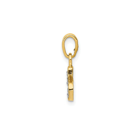 14k Multi-Tone Gold Diamond Initial S Pendant with Textured Design and White Accents