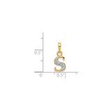 14k Multi-Tone Gold Diamond Initial S Pendant with Textured Design and White Accents