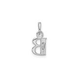 14k White Gold Initial B Pendant with Diamond Accents, Block Letter Charm