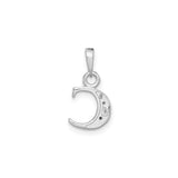 14k White Gold Crescent Moon Pendant with Diamond Accents, Celestial Astrology Jewelry for Women