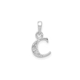 14k White Gold Crescent Moon Pendant with Diamond Accents, Celestial Astrology Jewelry for Women