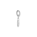 14k White Gold Initial D Pendant with Diamond Accents, Polished Alphabet Letter Charm