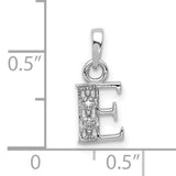 Polished .01ct Diamond Initial E Charm Pendant in Real 14k White Gold