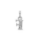 14k White Gold Letter F Pendant with Diamond Accents, Block Charm for Women