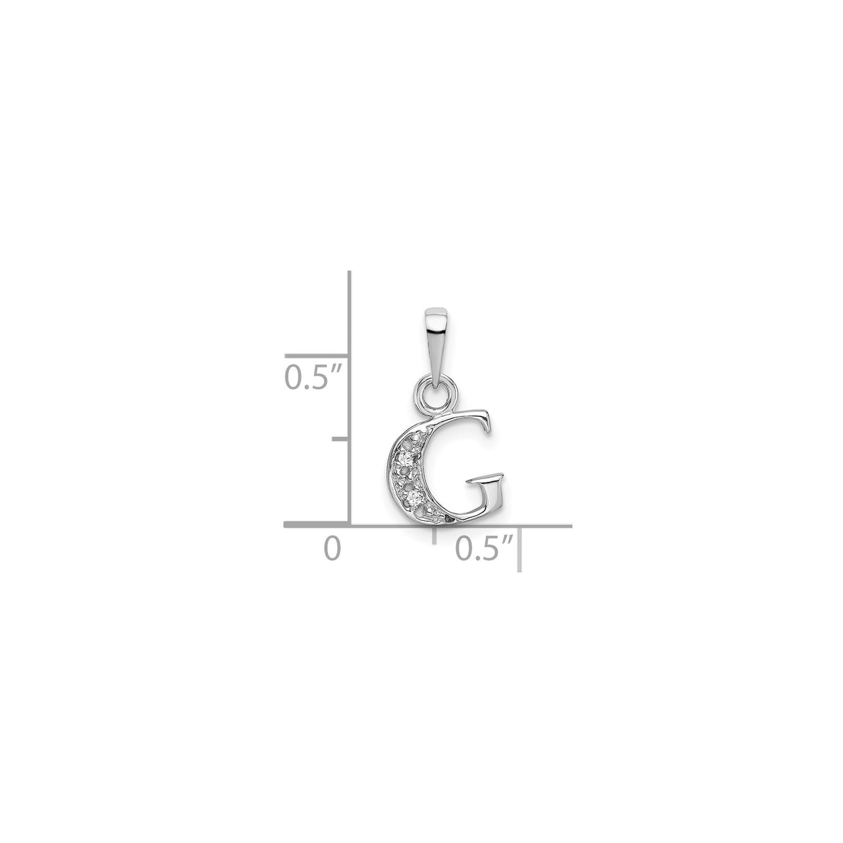 14k White Gold Initial G Pendant with Diamond Accents, Letter Charm Jewelry for Women