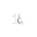 14k White Gold Initial G Pendant with Diamond Accents, Letter Charm Jewelry for Women
