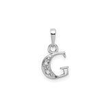 14k White Gold Initial G Pendant with Diamond Accents, Letter Charm Jewelry for Women