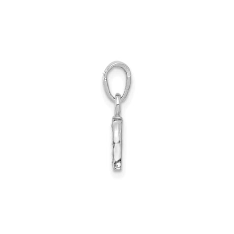 14k White Gold Letter I Pendant with Diamond Accents, Vertical Block Initial Charm
