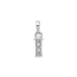 14k White Gold Letter I Pendant with Diamond Accents, Vertical Block Initial Charm