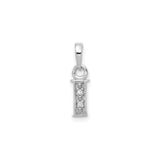 14k White Gold Letter I Pendant with Diamond Accents, Vertical Block Initial Charm