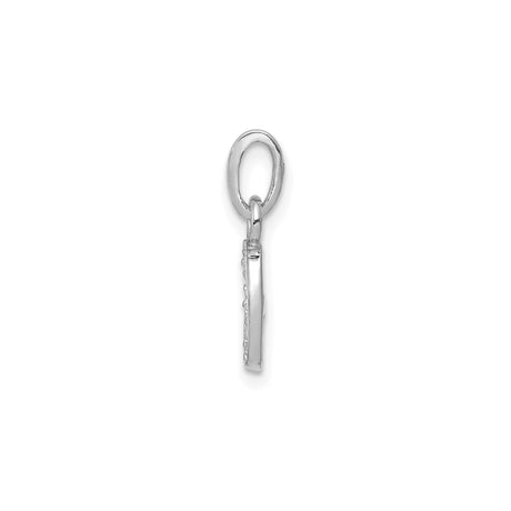 14k White Gold Diamond Initial J Pendant, Dainty Letter Charm for Women or Unisex Wear