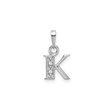 14k White Gold Initial K Pendant with Diamonds, Custom Monogram Charm for Women