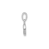 14k White Gold Letter O Pendant with Diamond, Polished and Textured Initial Charm for Women