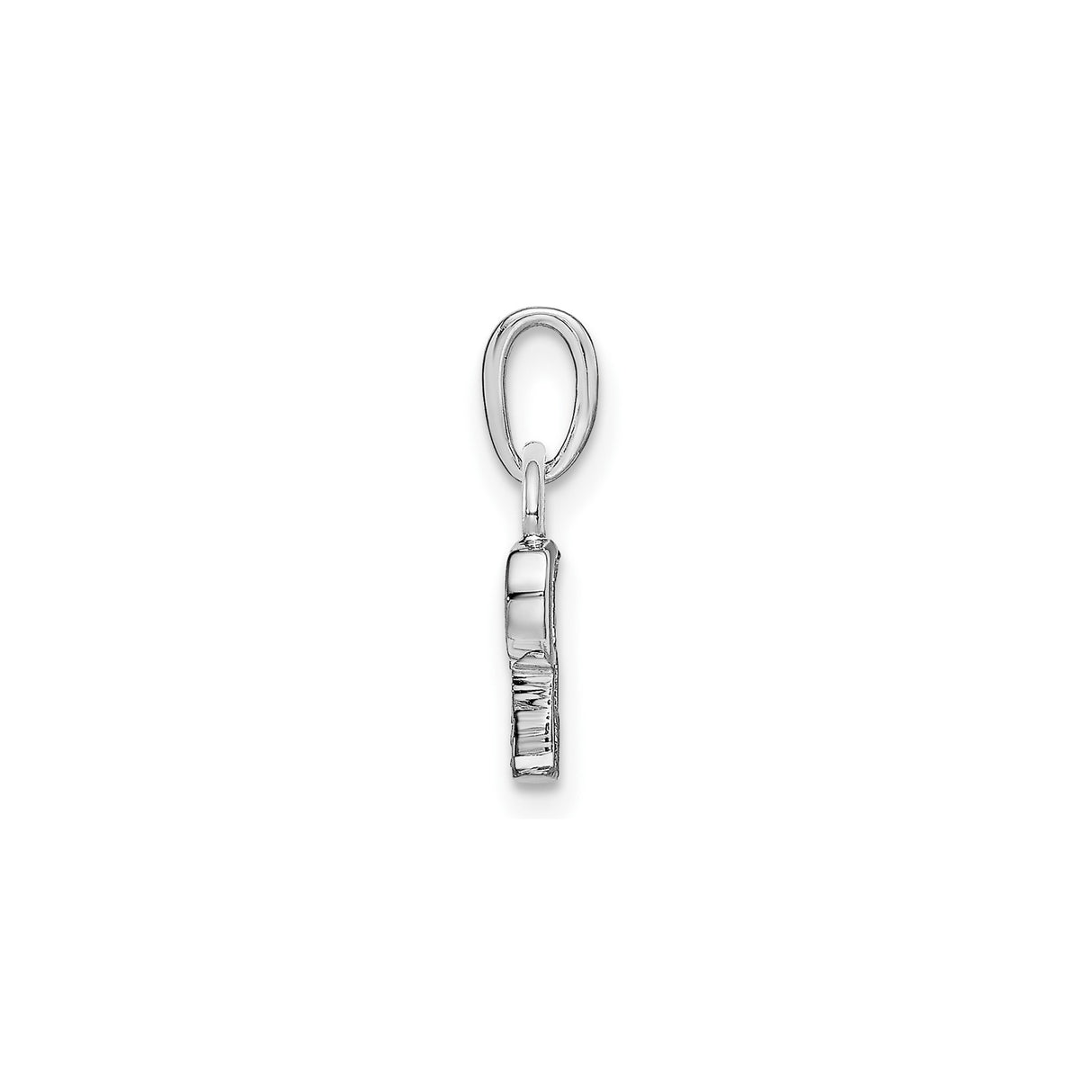 14k White Gold Initial P Pendant with Diamond Accents, Vertical Bar Alphabet Charm for Women