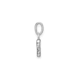 14k White Gold Initial P Pendant with Diamond Accents, Vertical Bar Alphabet Charm for Women