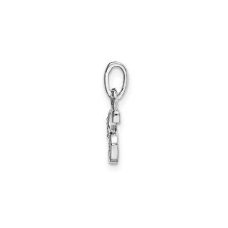 14k White Gold Letter S Pendant with Diamond Accent, Monogram Initial Charm for Women