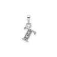 14k White Gold Initial T Pendant with Diamond Accents, Polished Letter Charm for Women