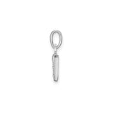 14k White Gold V Initial Pendant with Diamond Accent, Polished Letter Charm