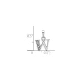 14k White Gold W Pendant with Diamond Accents, Dainty Letter Charm for Women or Unisex Wear