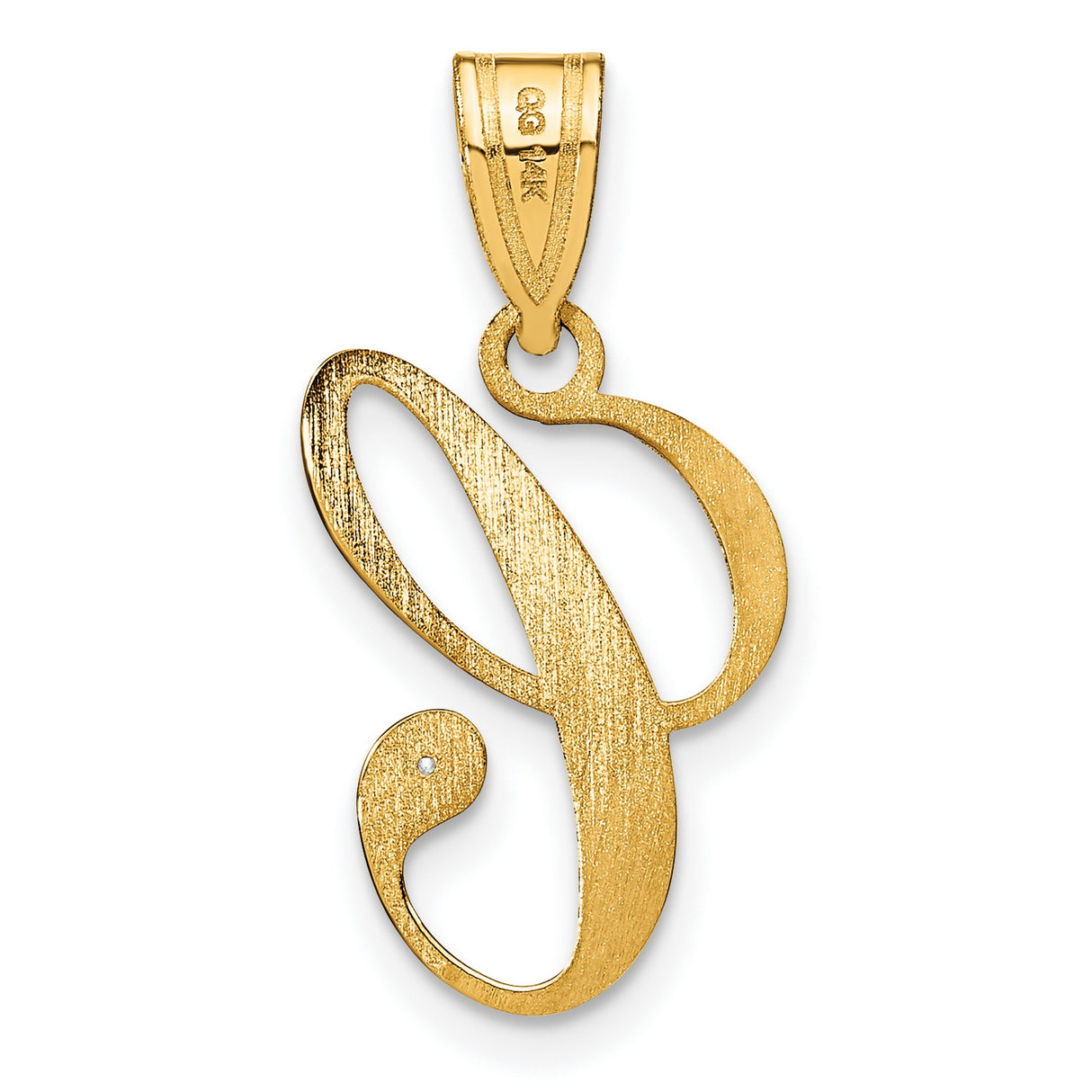 14k Yellow Gold Letter C Pendant with Diamond Accent, Script Initial Charm for Women