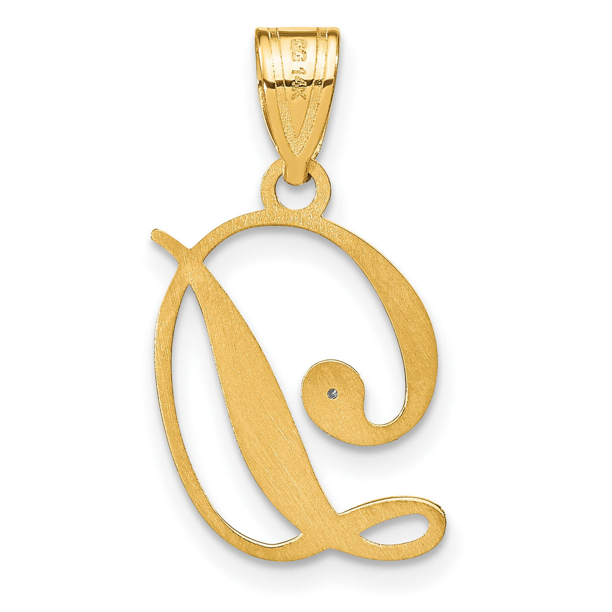 14k Yellow Gold Letter D Pendant with Diamond Accent, Script Initial Charm for Women