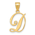 14k Yellow Gold Letter D Pendant with Diamond Accent, Script Initial Charm for Women