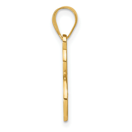 14k Yellow Gold Script Initial E Pendant with Diamond Accent Charm