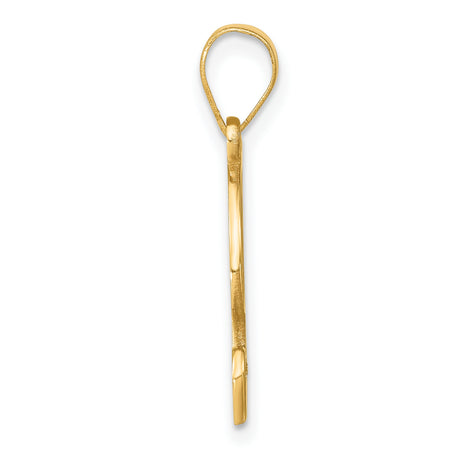 14k Yellow Gold Letter J Pendant with Diamond Accent, Script Initial Charm for Women