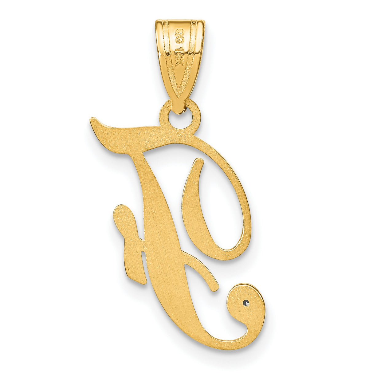 14k Yellow Gold Letter J Pendant with Diamond Accent, Script Initial Charm for Women