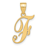 14k Yellow Gold Letter J Pendant with Diamond Accent, Script Initial Charm for Women