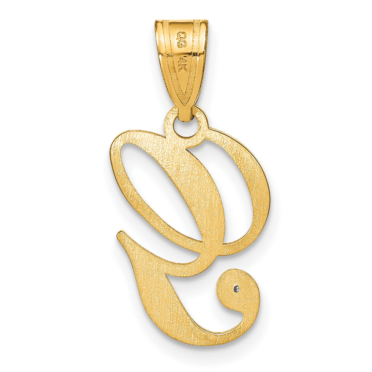 14k Yellow Gold G Initial Pendant with Diamond Accent, Script Letter Charm for Women