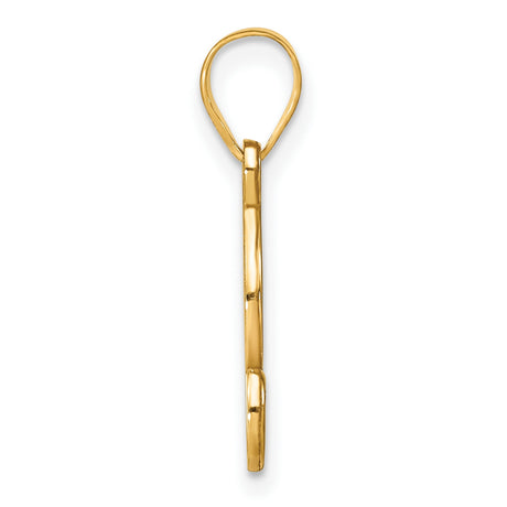 14k Yellow Gold Script Letter J Pendant with Diamond Accent, Cursive Initial Charm