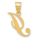 14k Yellow Gold Script Letter J Pendant with Diamond Accent, Cursive Initial Charm