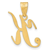 14k Yellow Gold Initial K Pendant with Diamond Accent, Script Letter Charm for Women