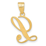 14k Yellow Gold Initial Pendant with Script Letter L and Diamond Accent