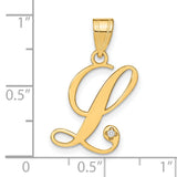 14k Yellow Gold Initial Pendant with Script Letter L and Diamond Accent